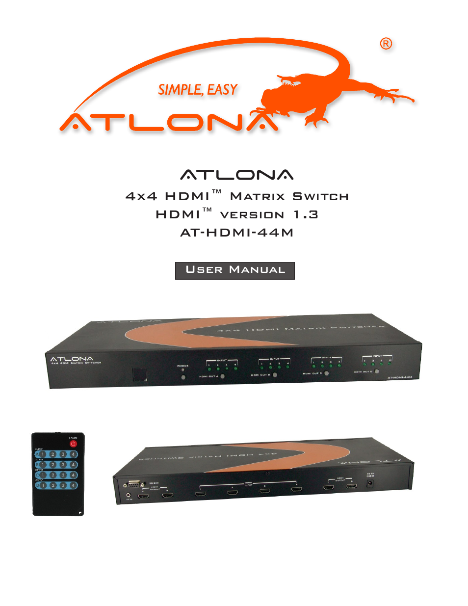 Atlona AT HDMI 44M User Manual | 9 pages