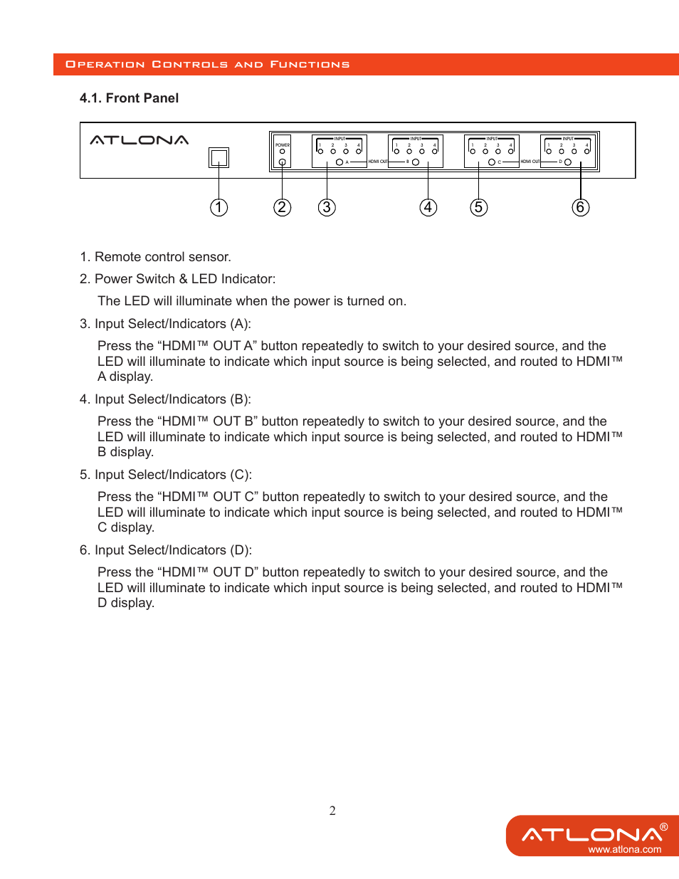 Atlona | Atlona AT HDMI 44M User Manual | Page 4 / 9