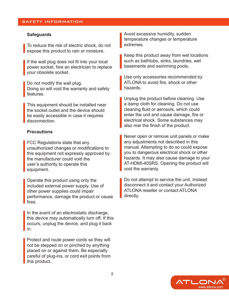 Atlona AT HDMI 40SRS User Manual | Page 9 / 10