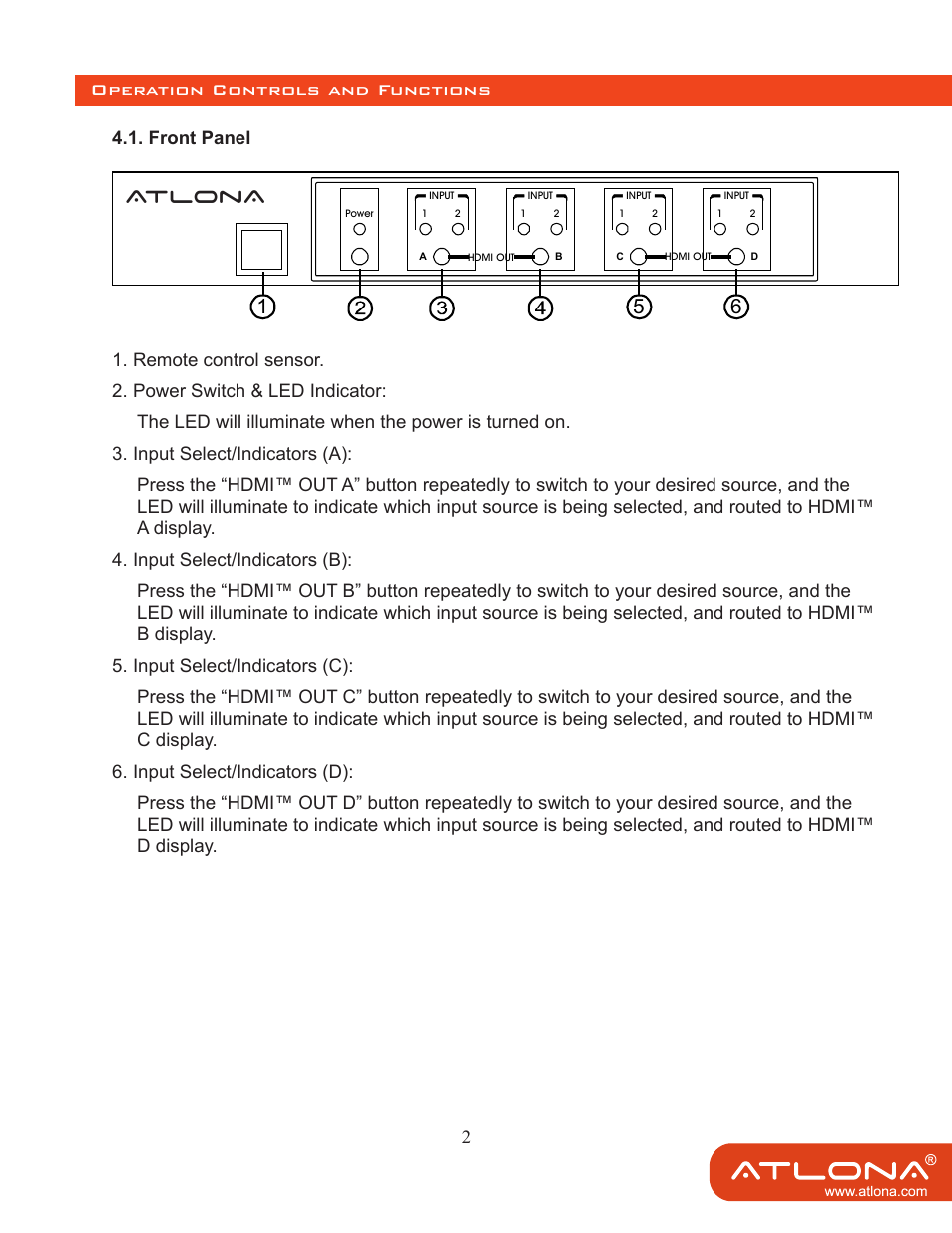 Atlona | Atlona AT HDMI 24M User Manual | Page 4 / 9