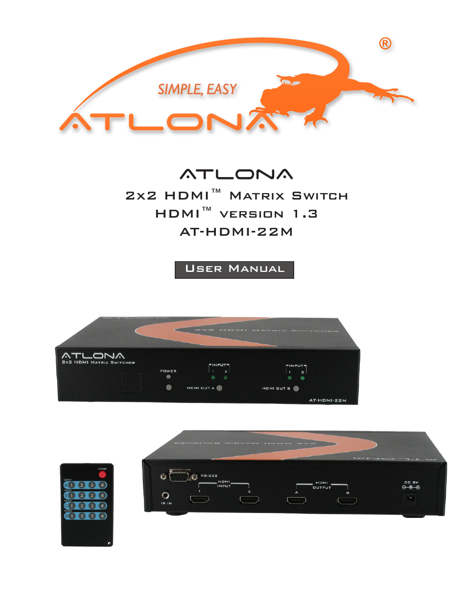 Atlona AT HDMI 22M User Manual | 9 pages
