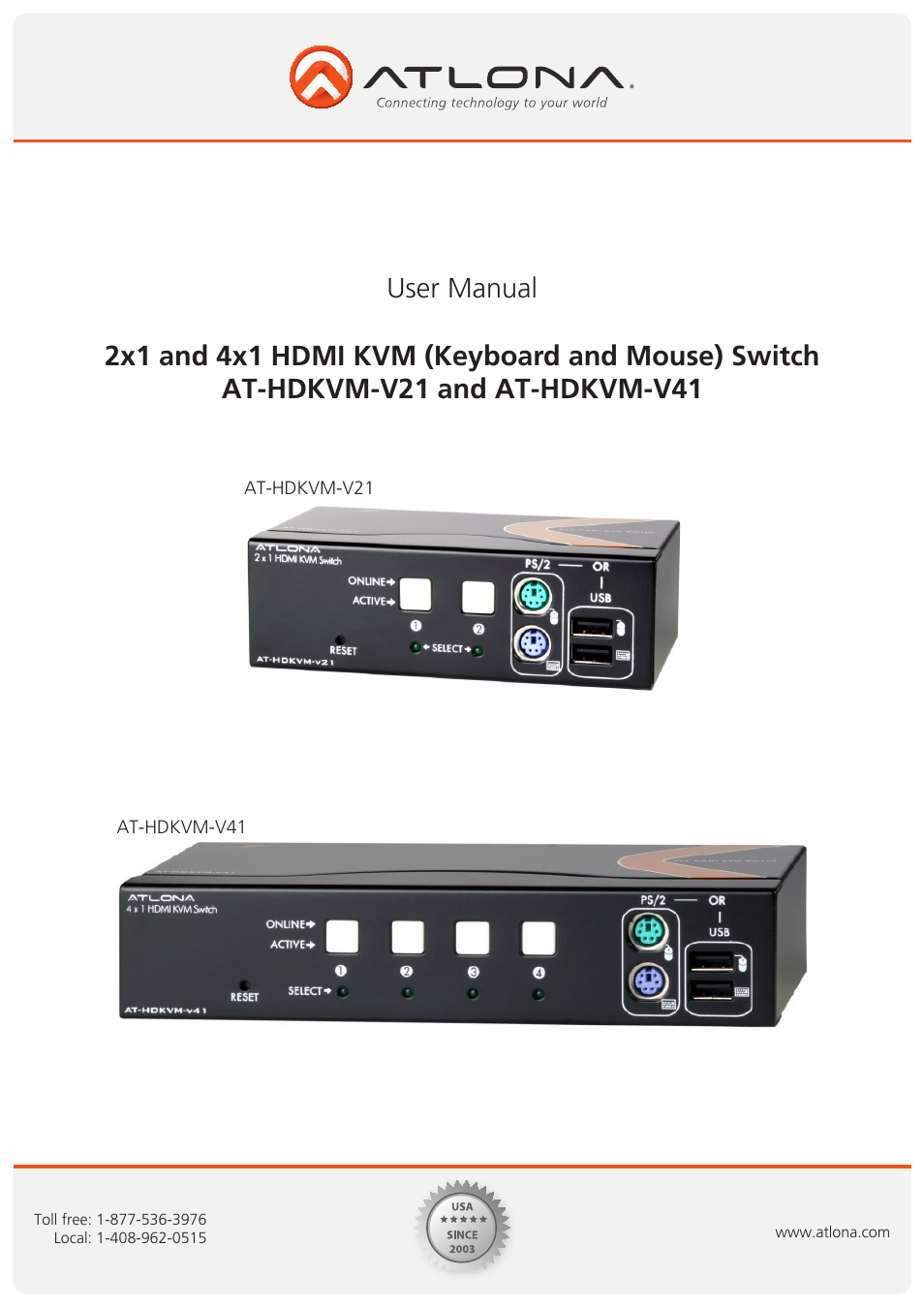 Atlona AT HDKVM User Manual | 9 pages