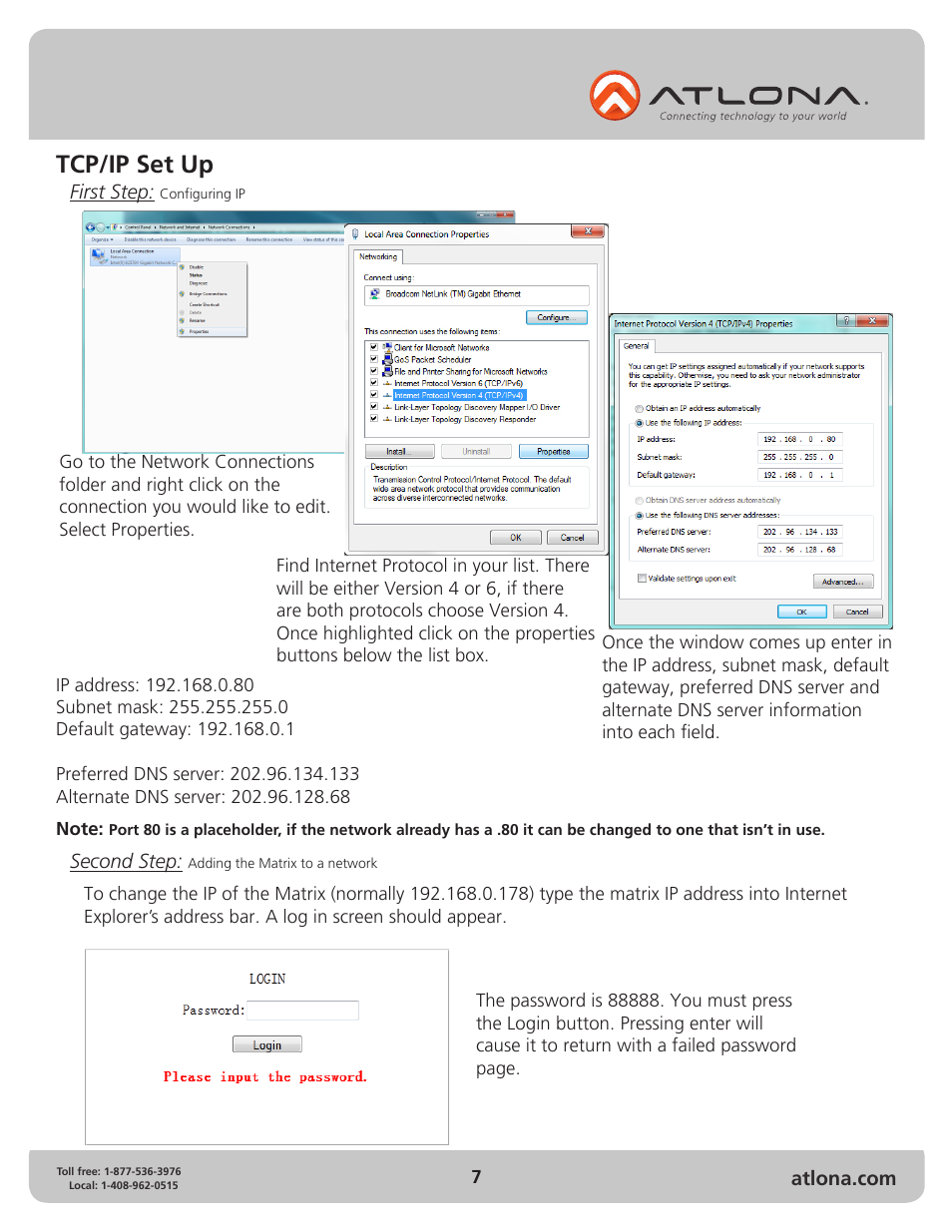 Tcp/ip set up | Atlona AT HDDVI1616 AM User Manual | Page 7 / 15