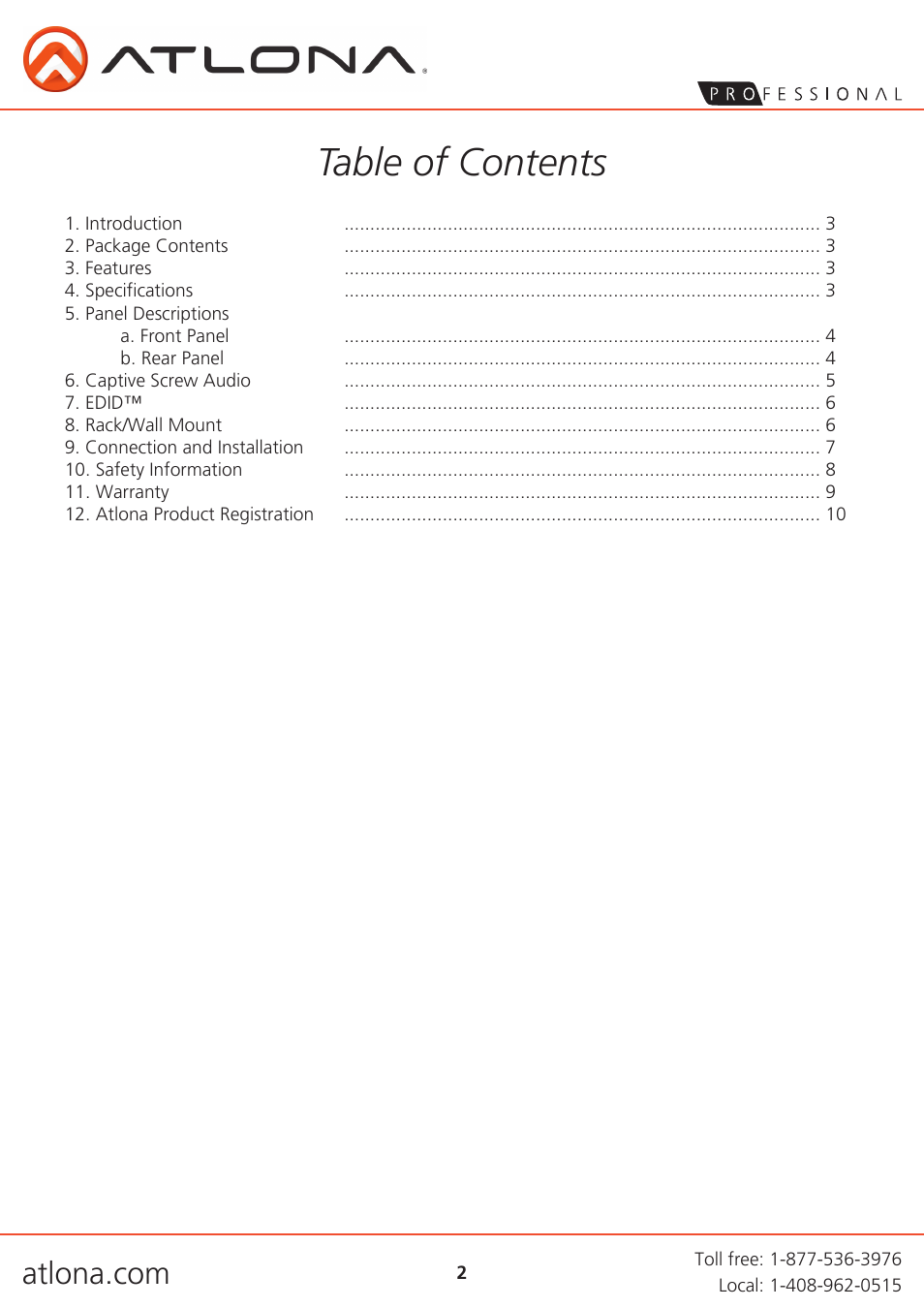 Atlona AT HDCAT User Manual | Page 2 / 10