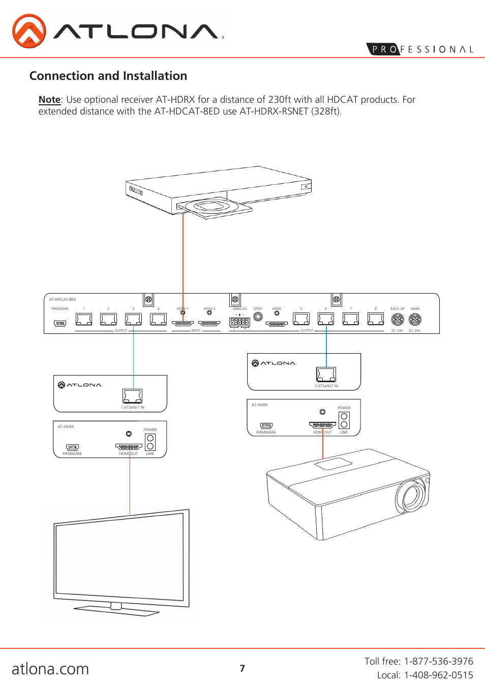 Connection and installation | Atlona AT HDCAT User Manual | Page 7 / 10