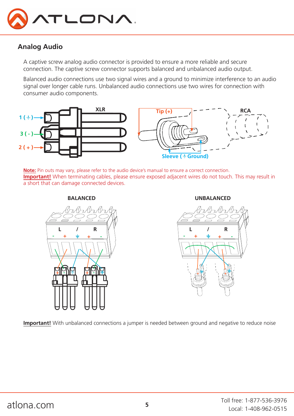 Analog audio | Atlona AT HDCAT V2 User Manual | Page 5 / 11