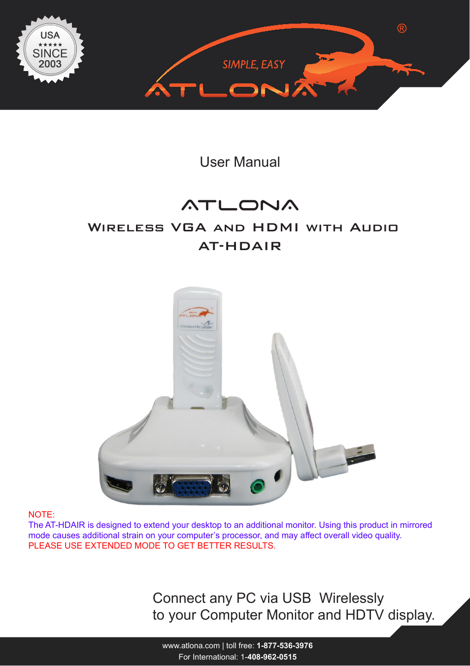 Atlona AT HDAIR User Manual | 37 pages