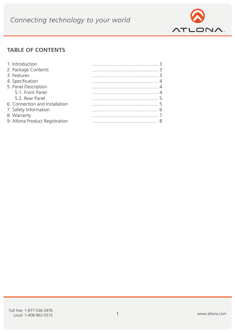 Atlona AT HD620 User Manual | Page 2 / 9