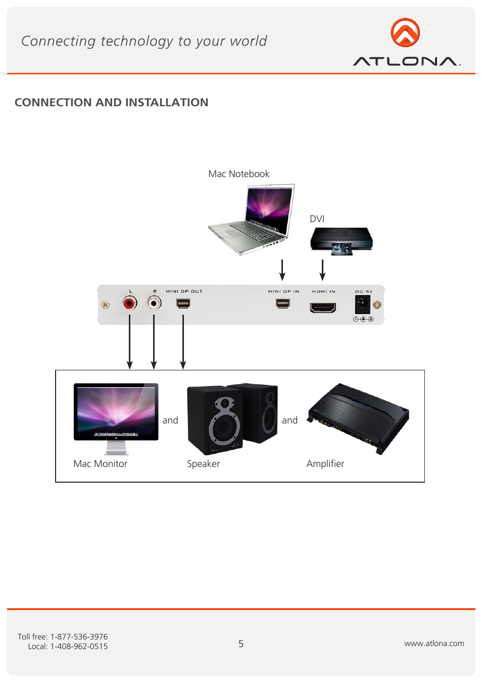 Connection and installation | Atlona AT HD620 User Manual | Page 6 / 9