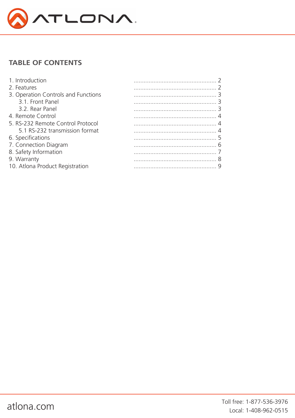 Atlona AT HD600 User Manual | Page 2 / 10