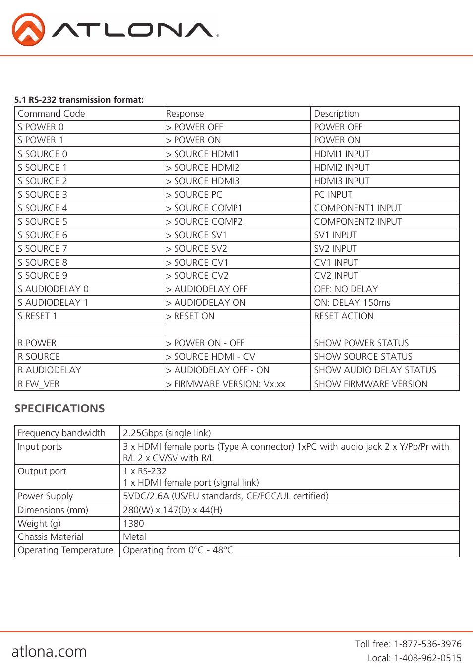 Atlona AT HD600 User Manual | Page 6 / 10