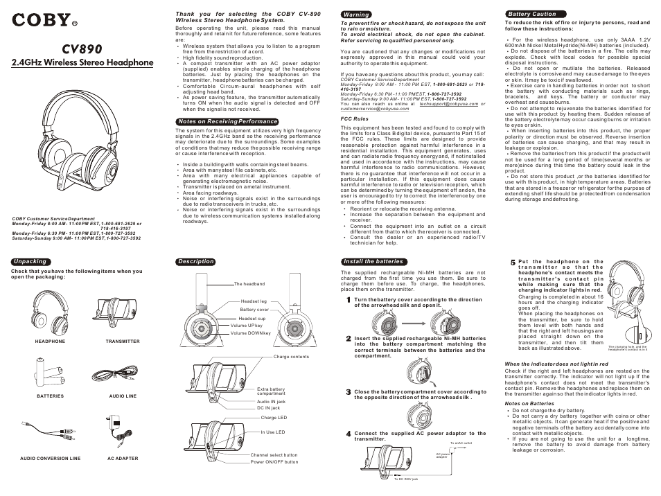 COBY CV 890 User Manual | 2 pages