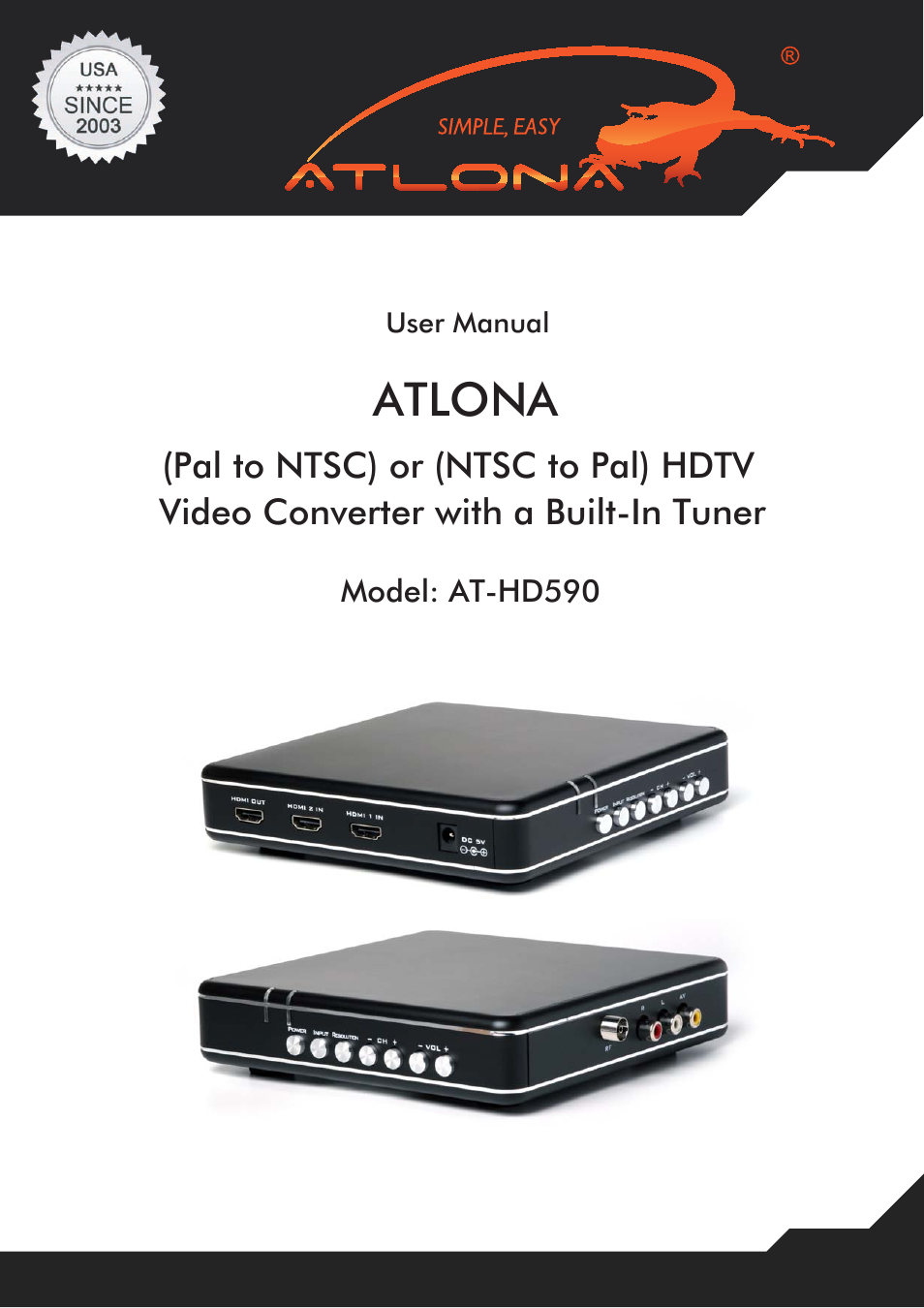 Atlona AT HD590 User Manual | 8 pages