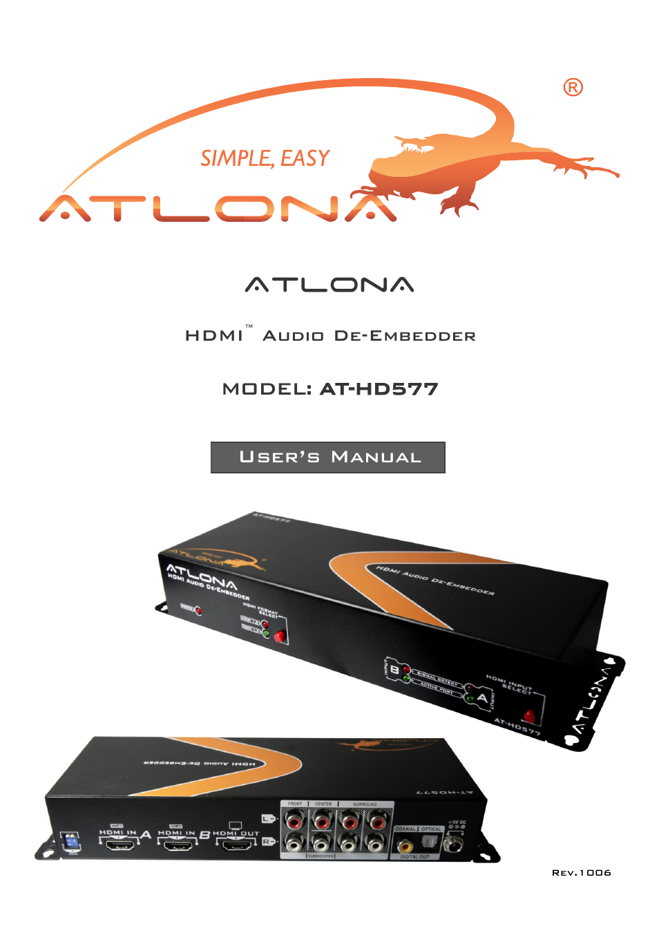 Atlona AT HD577 User Manual | 12 pages