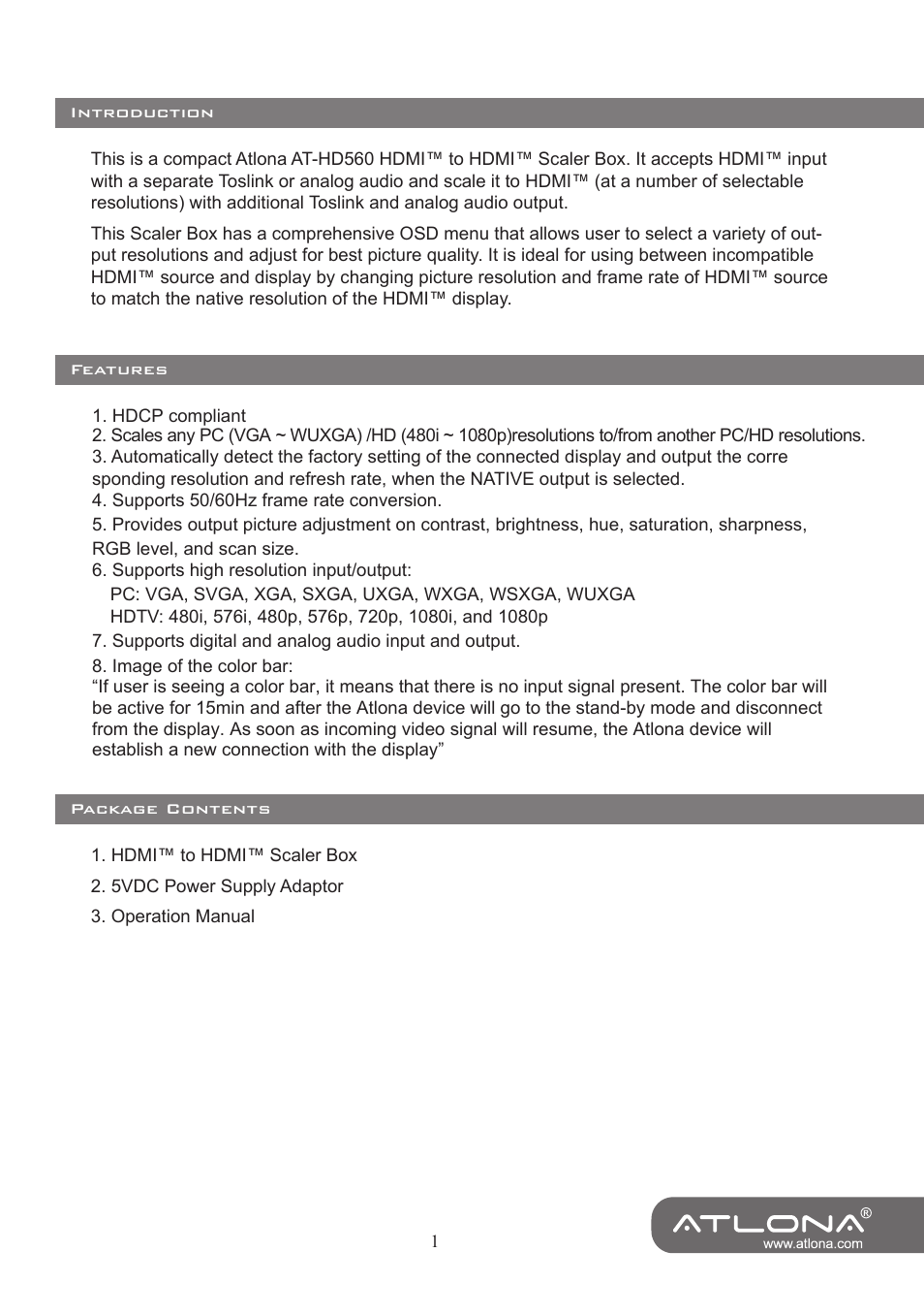 Atlona AT HD560 User Manual | Page 3 / 12