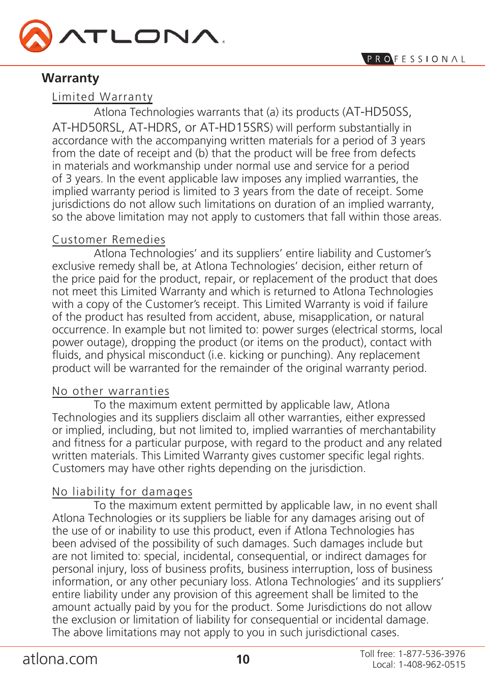 Atlona AT HD50SSa5 User Manual | Page 10 / 11