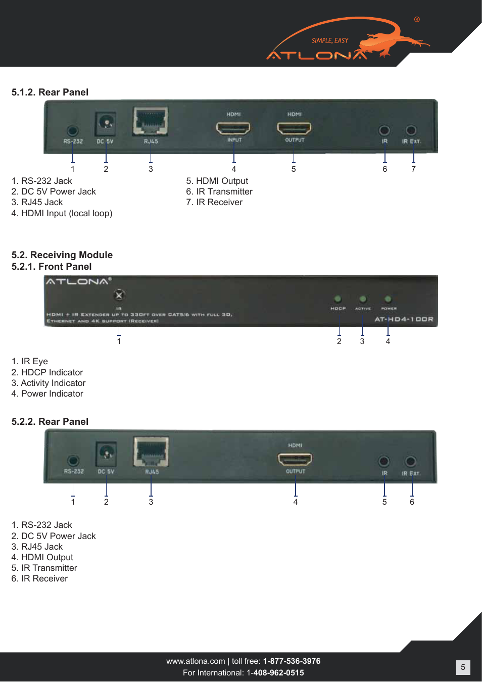Atlona AT HD4-100SR V5 User Manual | Page 5 / 9