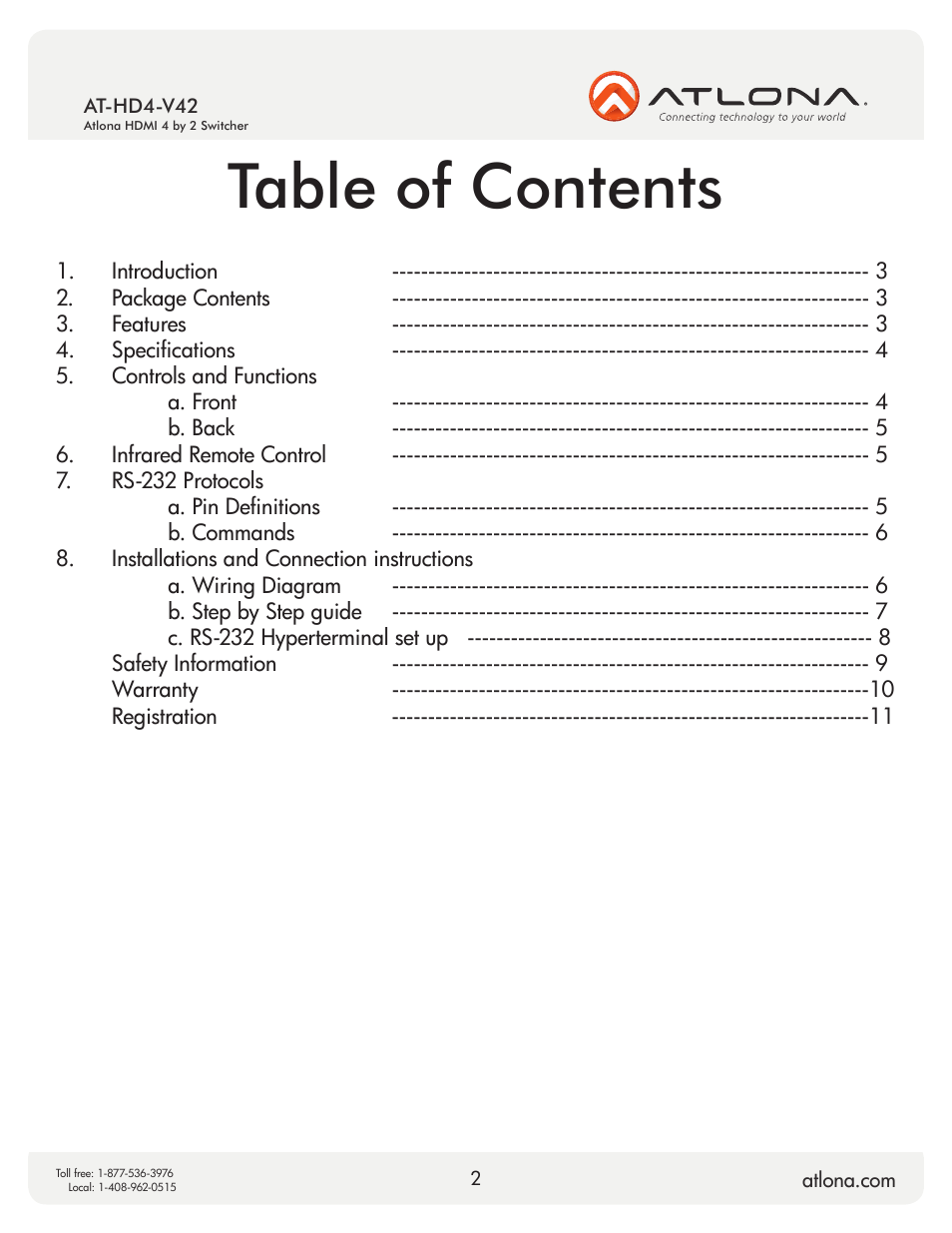 Atlona AT HD4 V42 User Manual | Page 2 / 11