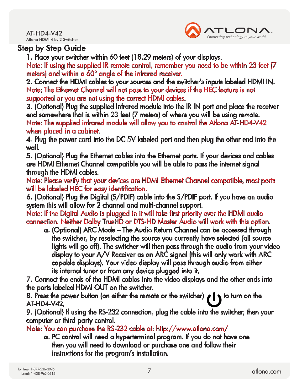 Step by step guide | Atlona AT HD4 V42 User Manual | Page 7 / 11