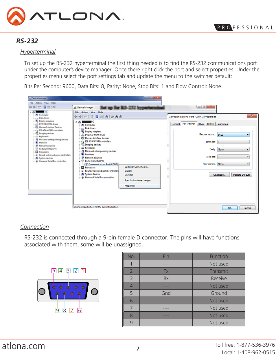 Rs-232 | Atlona AT HD4 V42 V5 User Manual | Page 7 / 11
