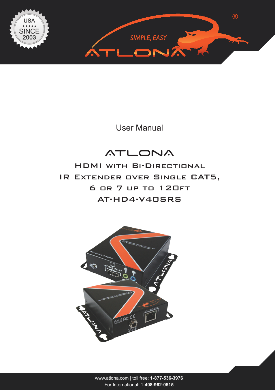 Atlona AT HD4 V40SRS User Manual | 14 pages