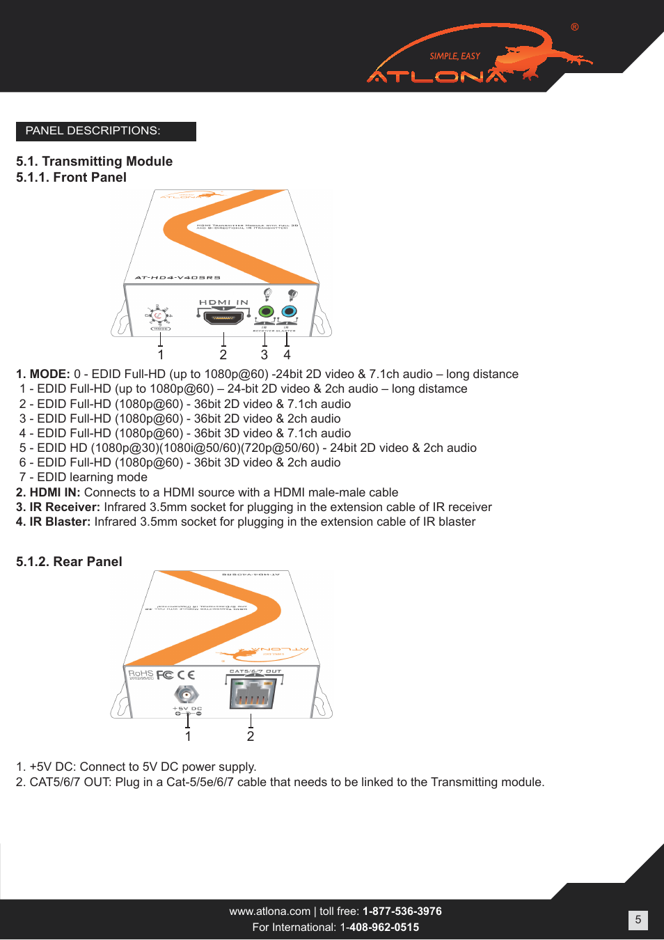 Atlona AT HD4 V40SRS User Manual | Page 5 / 14