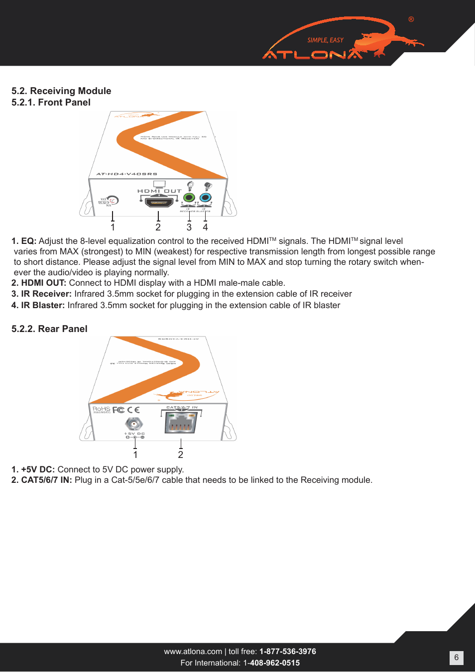 Atlona AT HD4 V40SRS User Manual | Page 6 / 14