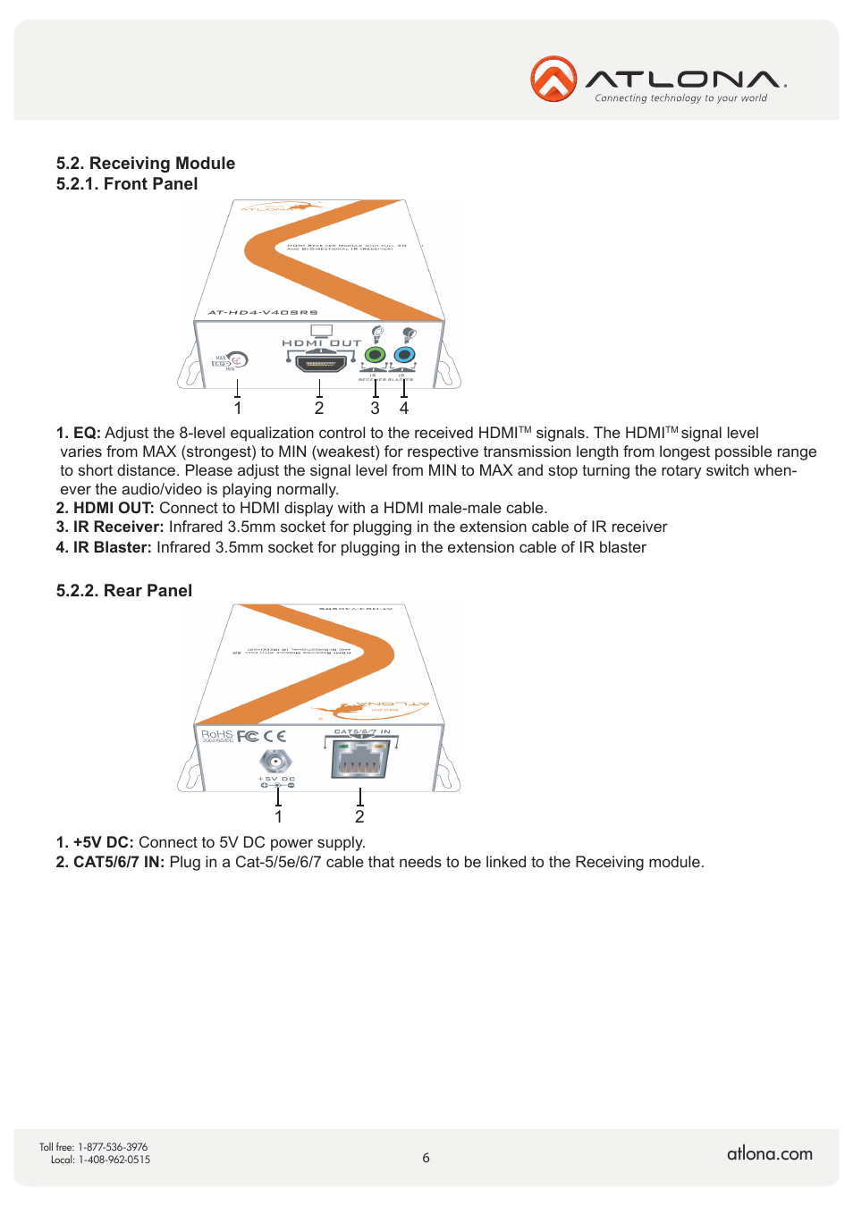 Atlona AT HD4 V40SRS V2 User Manual | Page 6 / 14