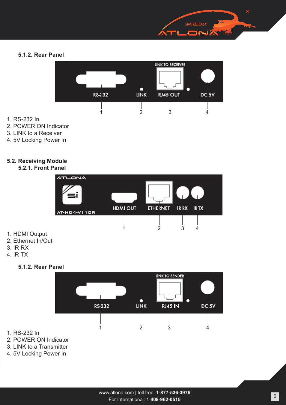 Atlona AT HD4 V110SR User Manual | Page 5 / 9
