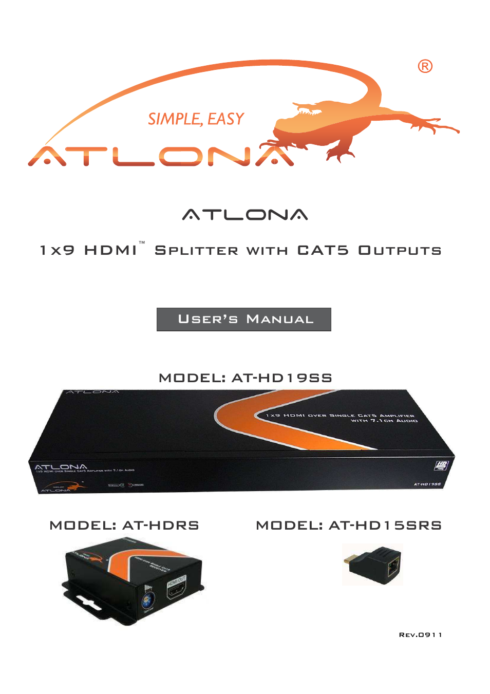 Atlona AT HD19SS User Manual | 12 pages