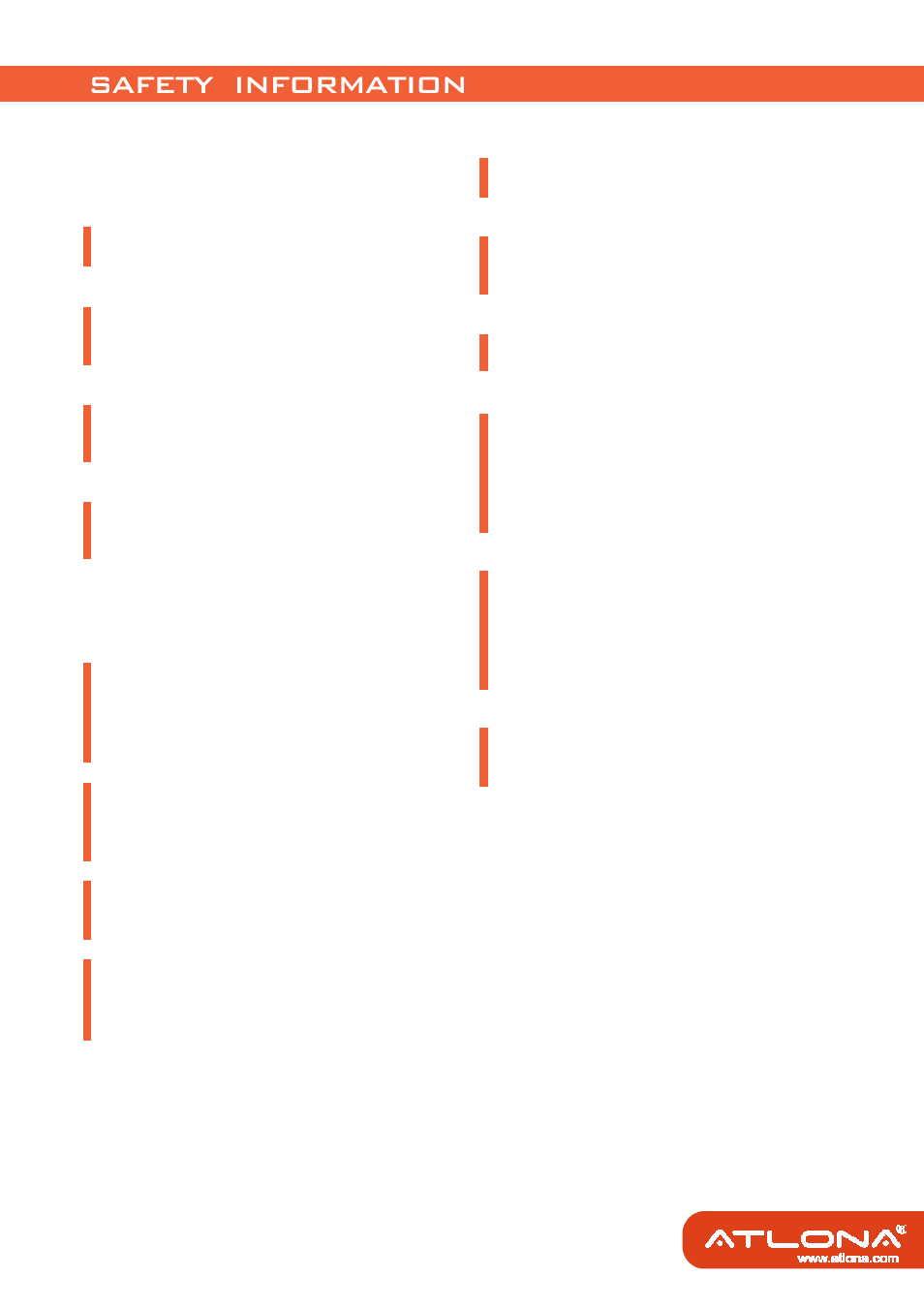 Safety information, Safeguards, Precautions | Atlona AT HD19SS User Manual | Page 10 / 12
