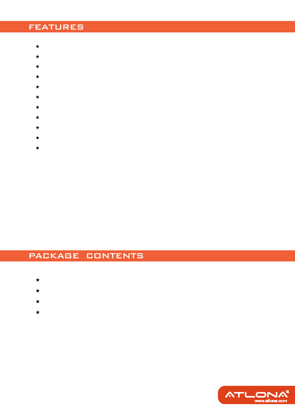 Package contents features | Atlona AT HD19SS User Manual | Page 4 / 12