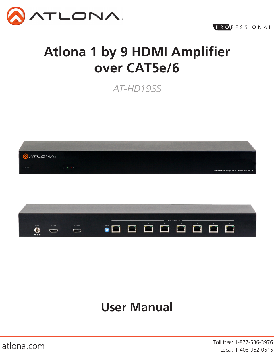 Atlona AT HD19SS V2 User Manual | 8 pages