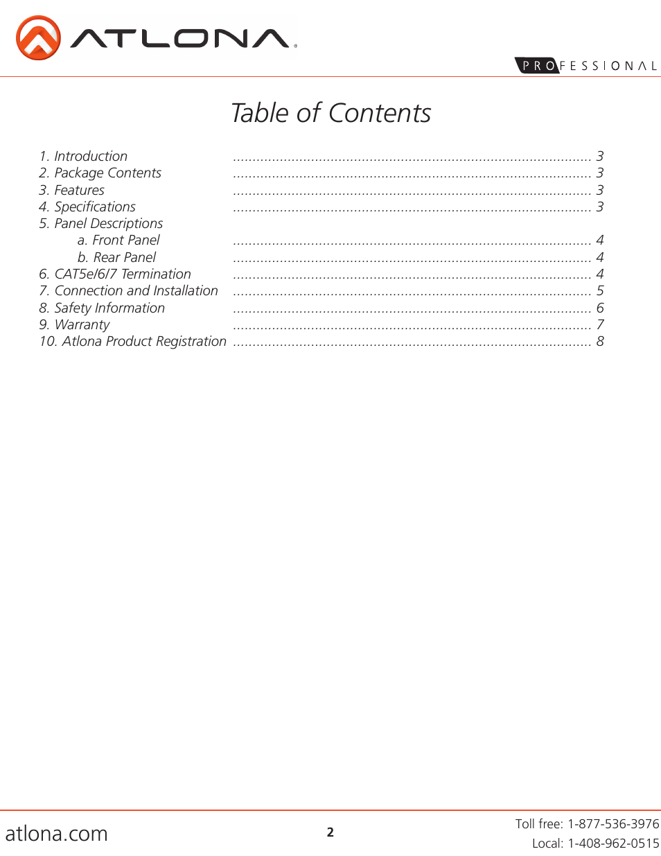 Atlona AT HD19SS V2 User Manual | Page 2 / 8
