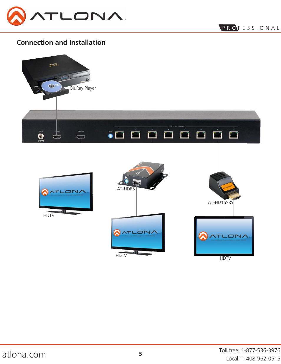 Connection and installation | Atlona AT HD19SS V2 User Manual | Page 5 / 8