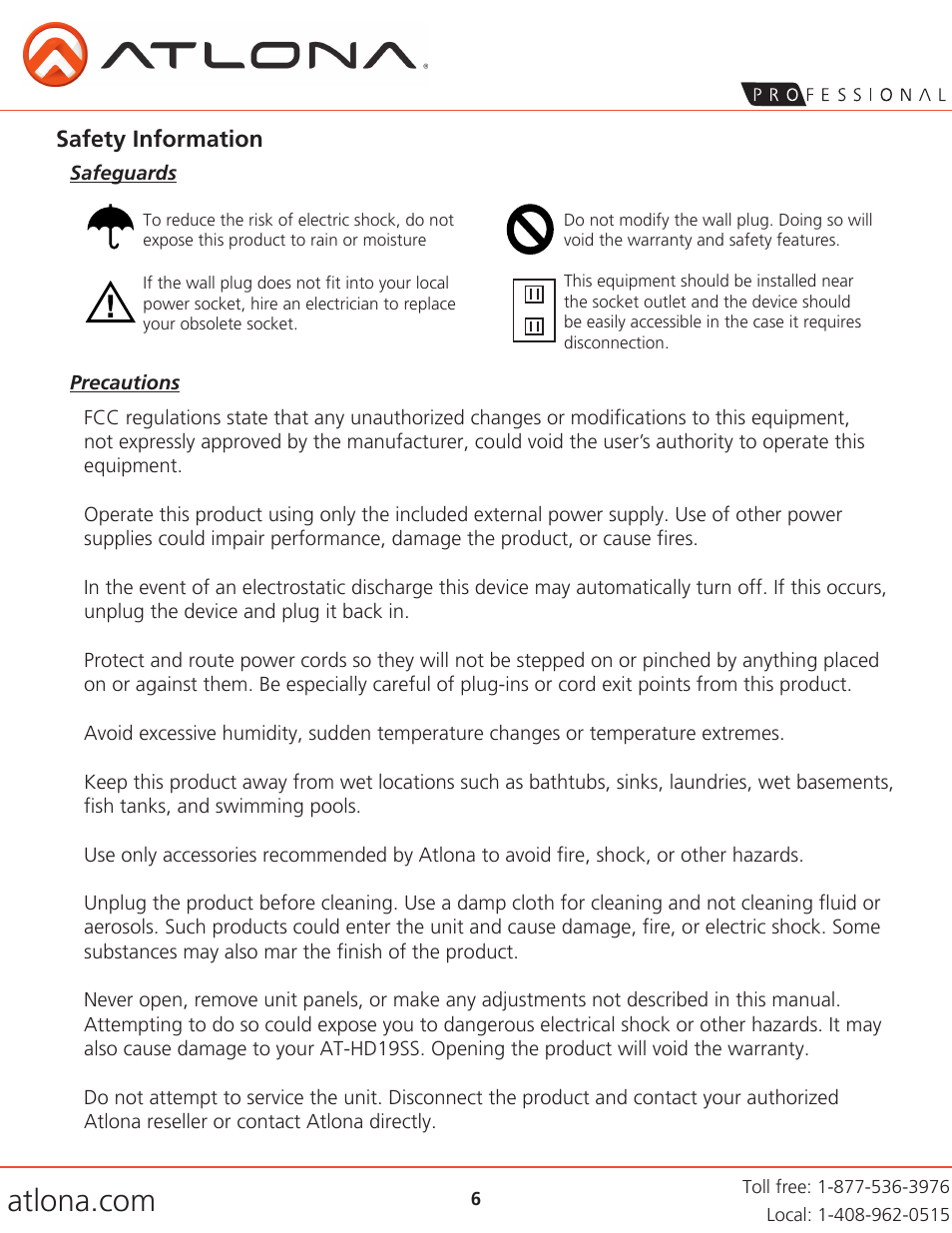 Atlona AT HD19SS V2 User Manual | Page 6 / 8