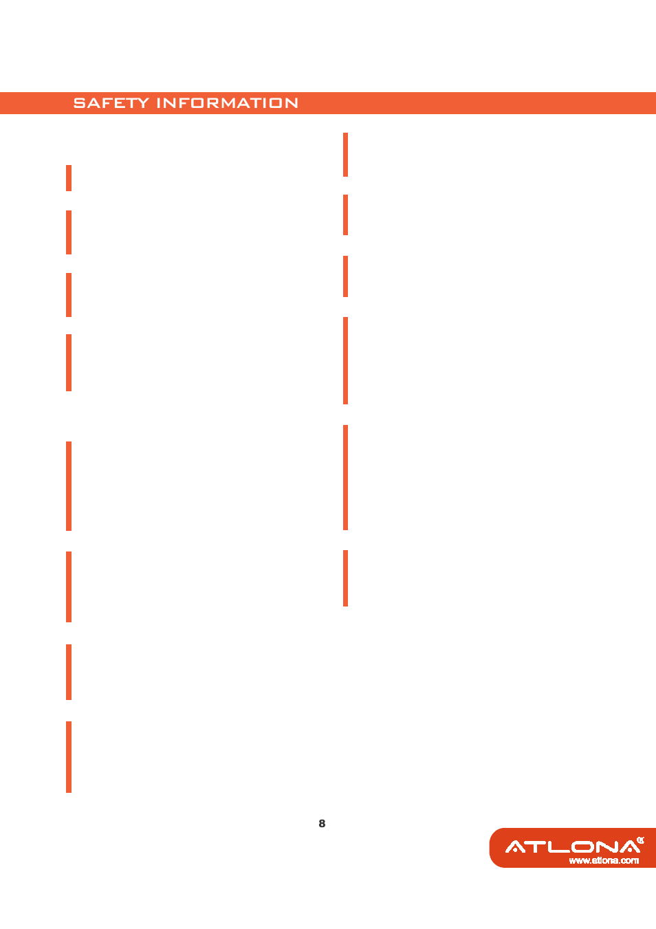 Safety information | Atlona AT HD14SS User Manual | Page 10 / 12