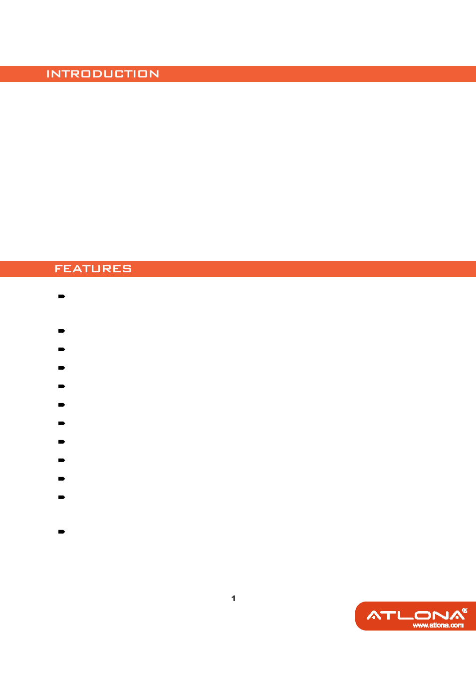 Introduction, Features | Atlona AT HD14SS User Manual | Page 3 / 12