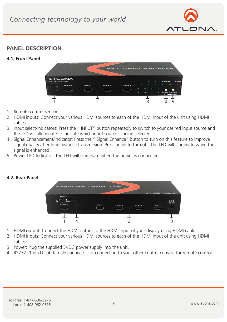 Atlona AT HD V81 User Manual | Page 4 / 9