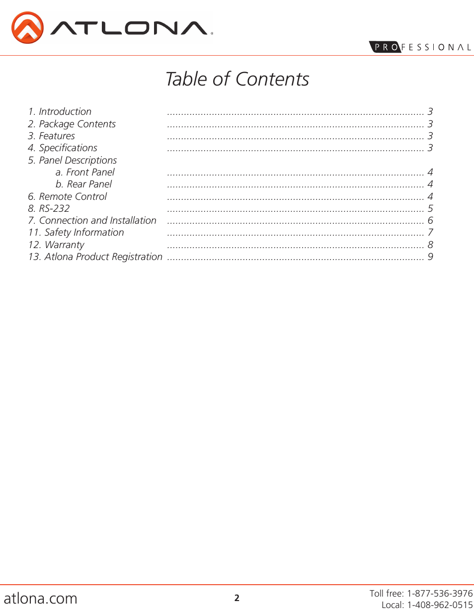 Atlona AT HD V44M V3 User Manual | Page 2 / 9
