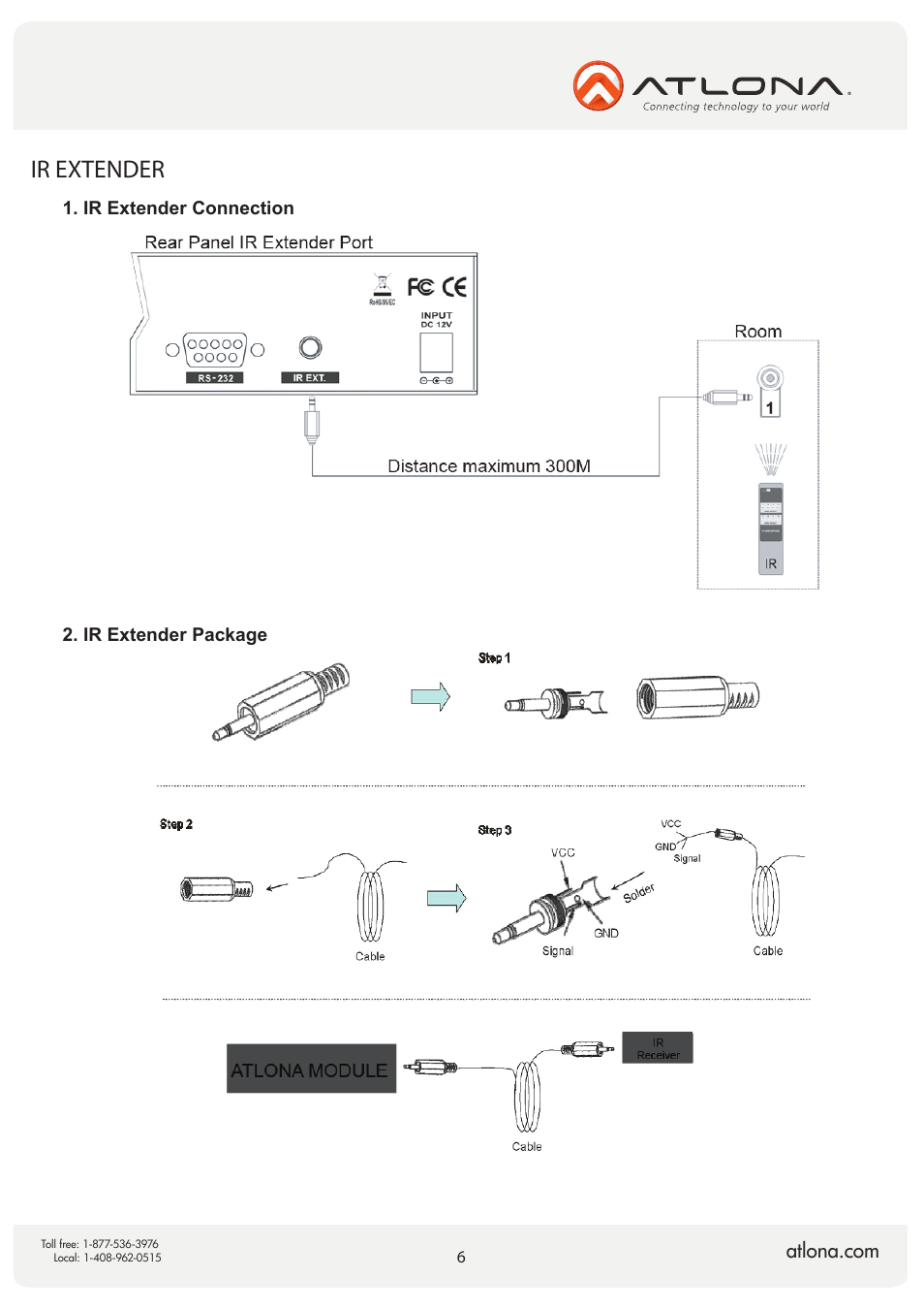 Ir extender | Atlona AT HD V42M V2 User Manual | Page 6 / 11