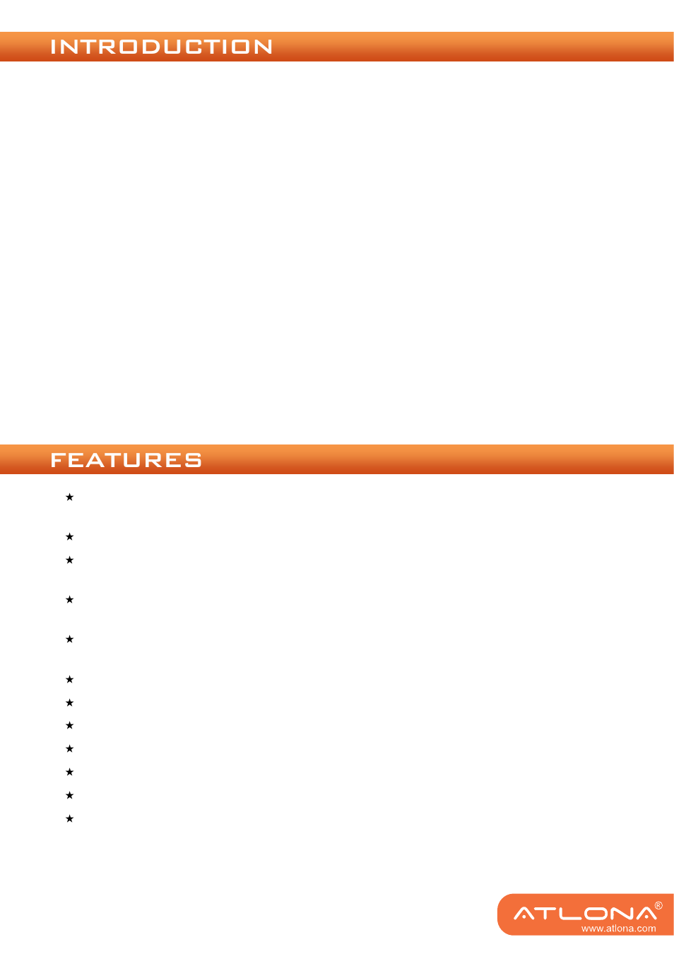 Introduction features | Atlona AT HD V40SRS User Manual | Page 3 / 12