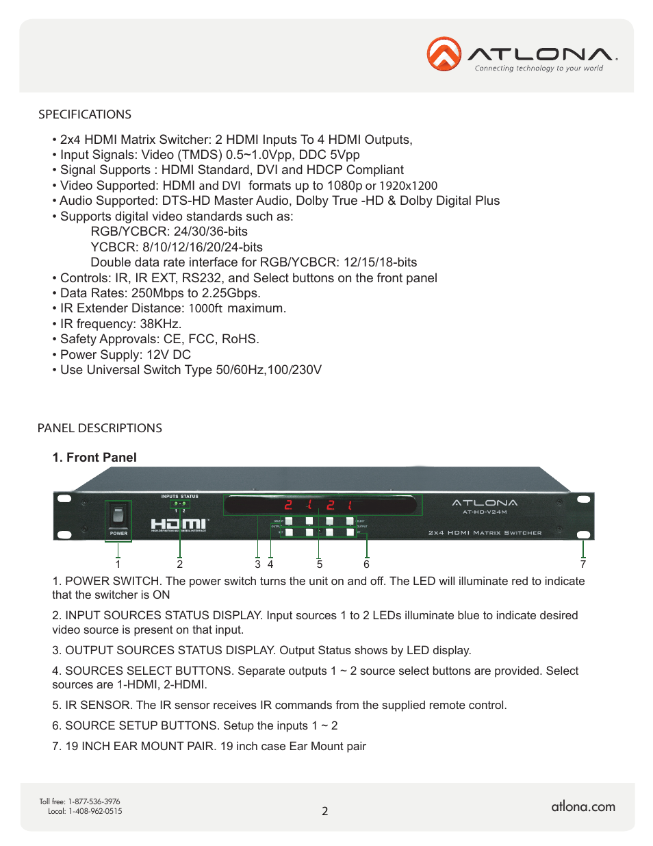 Atlona AT HD V24M V2 User Manual | Page 4 / 11
