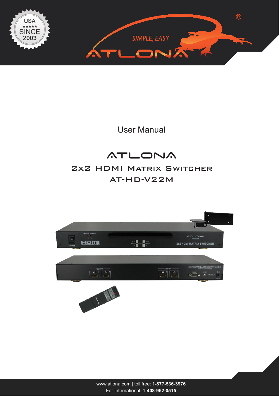 Atlona AT HD V22M User Manual | 12 pages