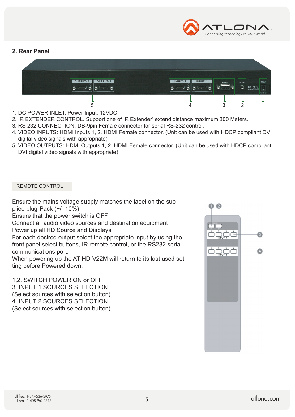 Atlona AT HD V22M V2 User Manual | Page 5 / 11