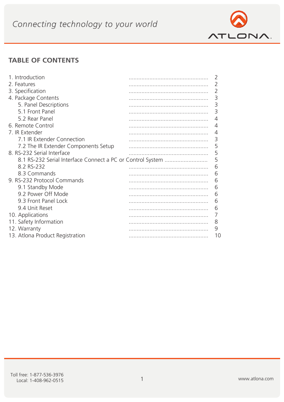 Atlona AT HD V216 User Manual | Page 2 / 11