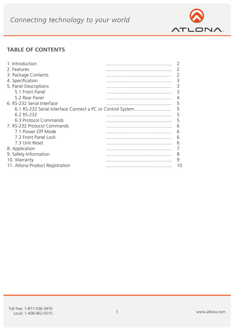 Atlona AT HD V214 User Manual | Page 2 / 11