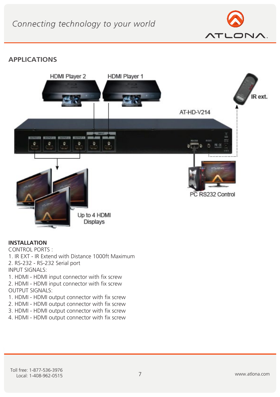Applications | Atlona AT HD V214 User Manual | Page 8 / 11