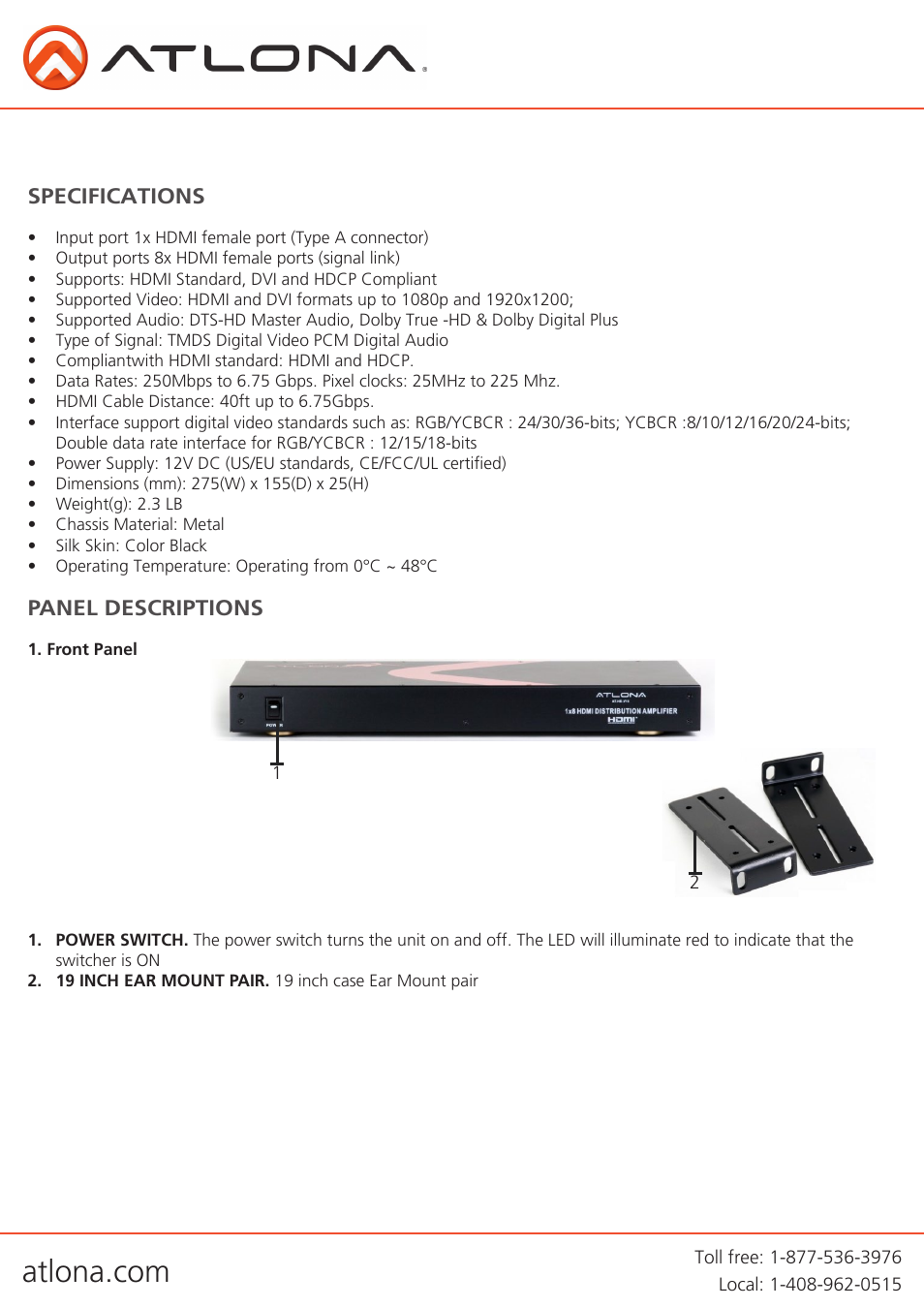 Atlona AT HD V18 User Manual | Page 4 / 9