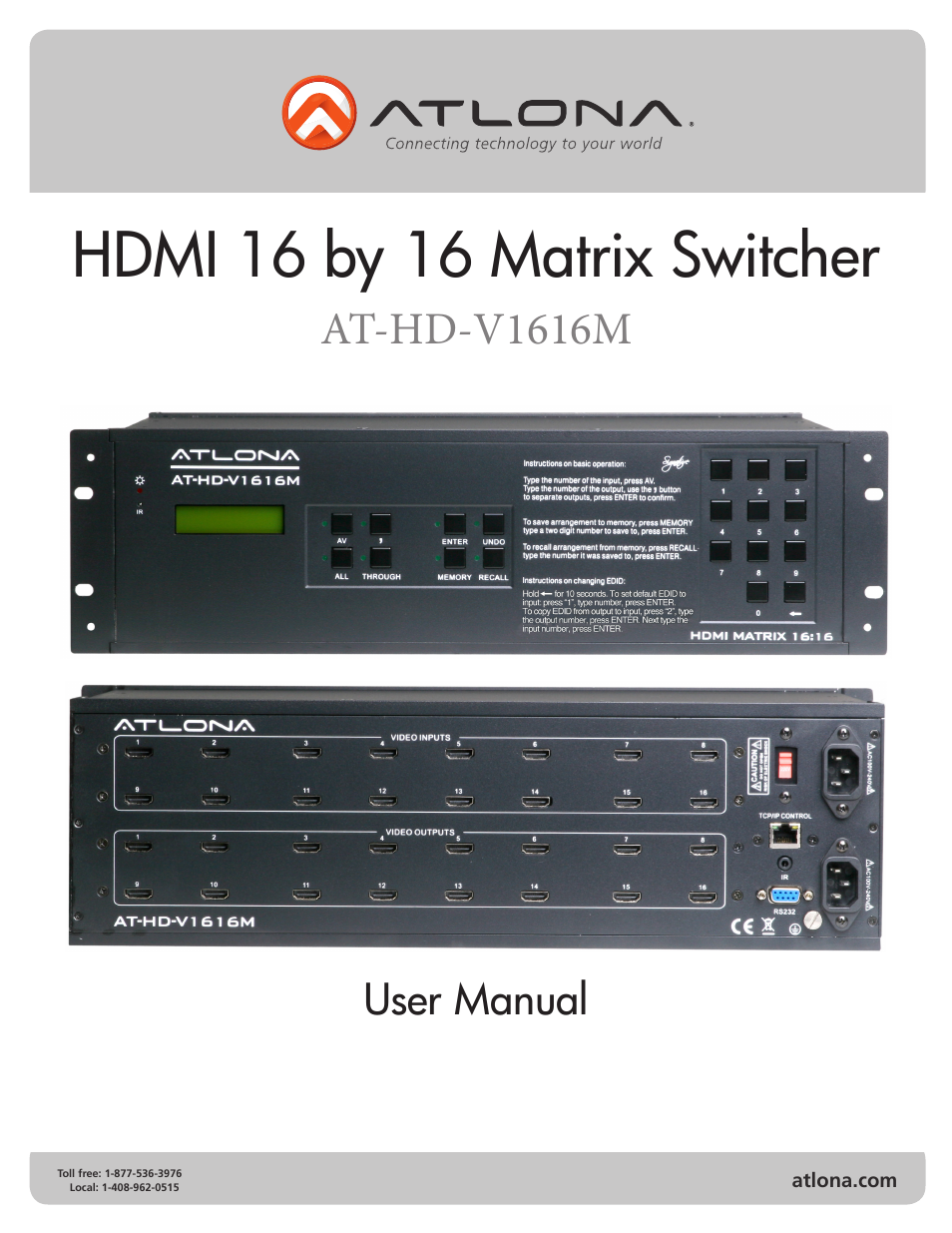 Atlona AT HD V1616M V2 User Manual | 14 pages